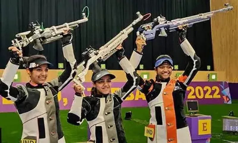 Indian women's shooting team bags gold medal in 10m air rifle event at ISSF World Cup 2022 in Baku