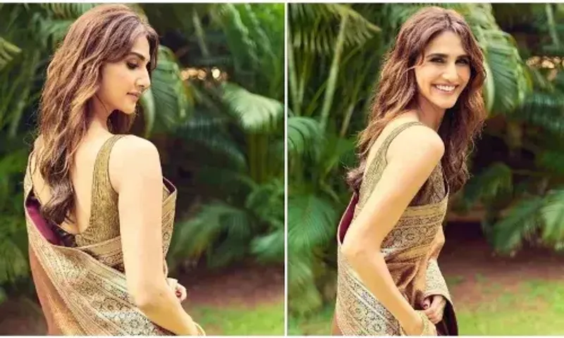 Vaani Kapoor sets bridesmaid goals in rustic bronze metallic saree