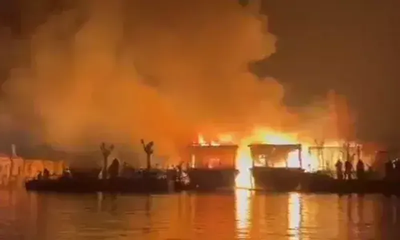 Two houseboats in Srinagar's Dal Lake were destroyed by fire