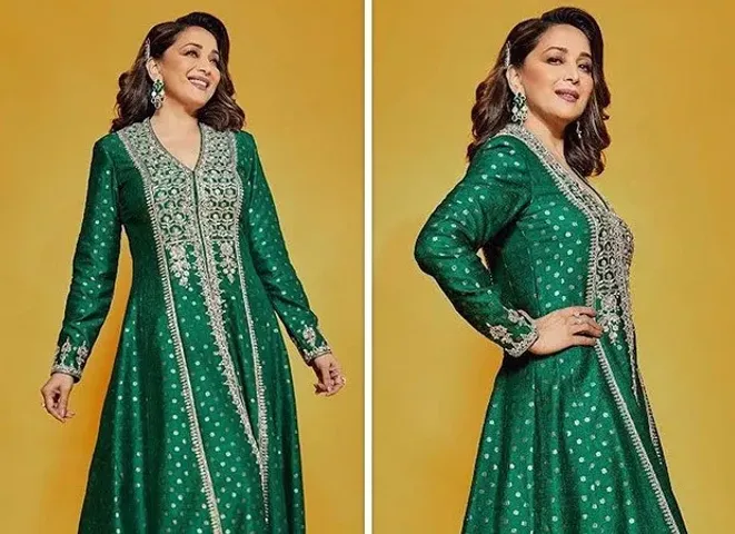 Madhuri Dixit leaves fans hearts 'Dhak Dhak' in Rs.1 lakh emerald green Anarkali set by Anita Dongre