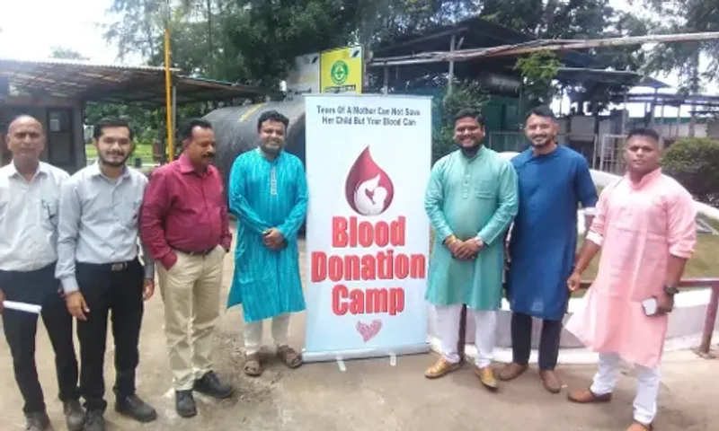 Blood donation camp organised by Indo Amines company at the beginning of Ganesh Mahotsav in company premises