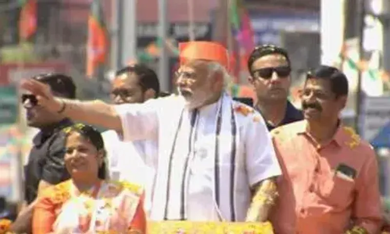 PM Narendra Modi holds roadshow at Palakkad in Kerala