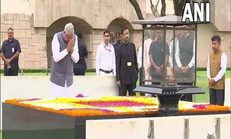 VP-elect Jagdeep Dhankhar pays homage to Mahatma Gandhi at Rajghat