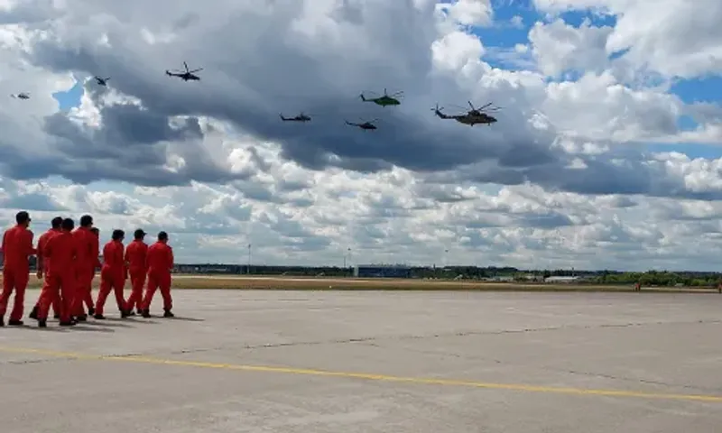 Sarang helicopter display team at MAKS Russia