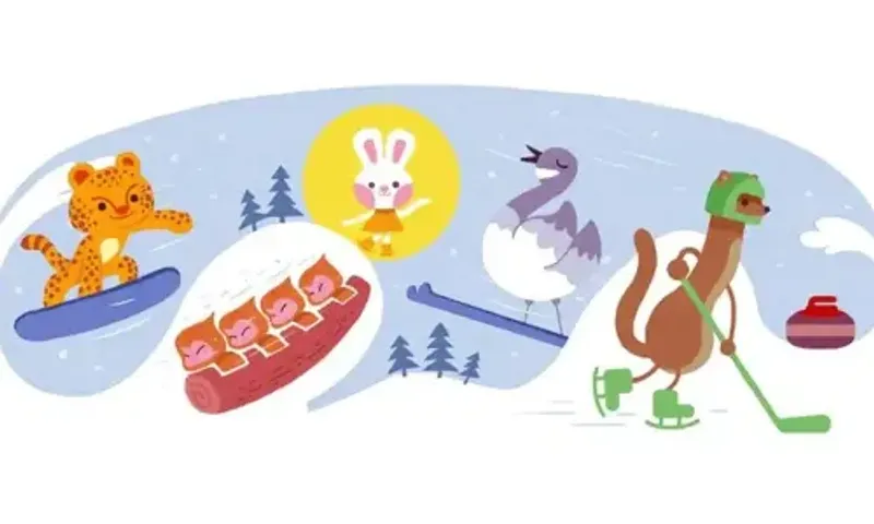 Google commemorates the start of the Winter Games, with a charming doodle