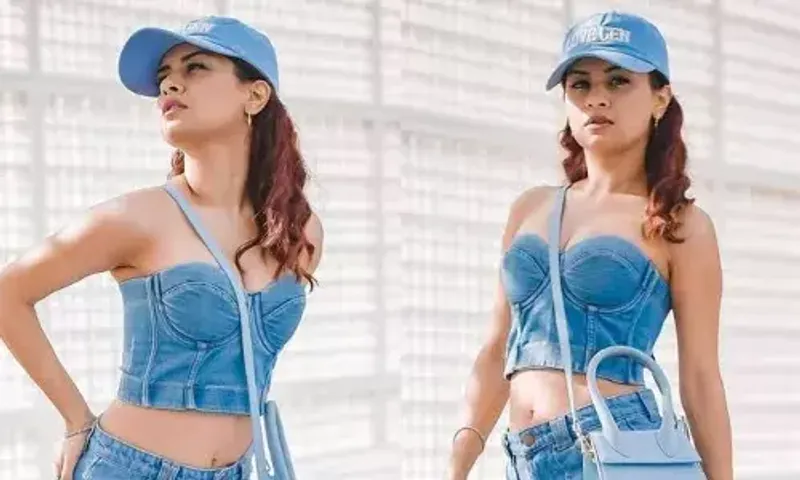 Avneet Kaur makes a fashion statement in denim on denim look with her corset top and jeans