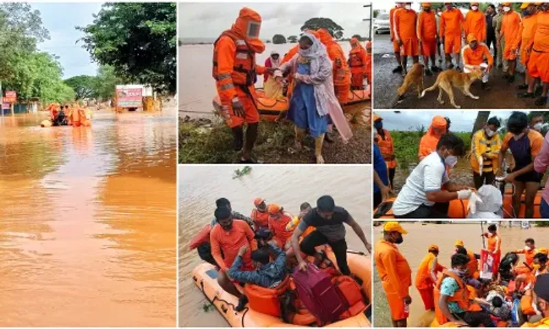 6 BN NDRF Vadodara moved 313 people, including an elderly woman, man with paralysis and a dog, to safety in flood hit Maharashtra