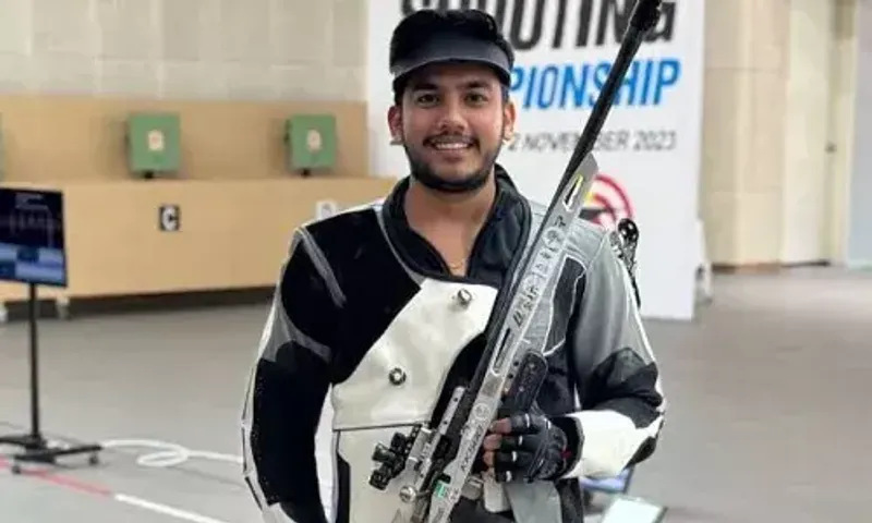 Aishwary Pratap Singh Tomar wins gold medal in men’s 50m rifle 3 positions individual event at Asian Shooting Championship in Changwon, South Korea