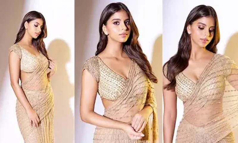 Suhana Khan's Golden Diwali 2023 saree is the festive fashion version of an ace trail