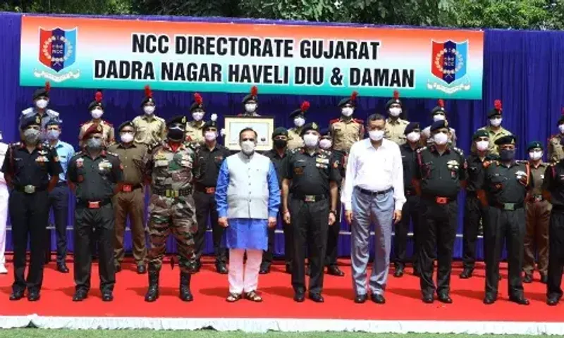 Gujarat CM presents Certificate of Commitment by the World Book of Records, London to Gujarat NCC Directorate