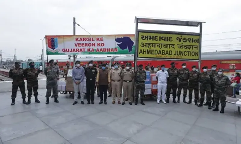 Brigadier Nirav Raizada, GC, NCC group HQ's Ahmedabad dispatches cards made by NCC cadets of Gujarat for armed forces deployed at Kargil