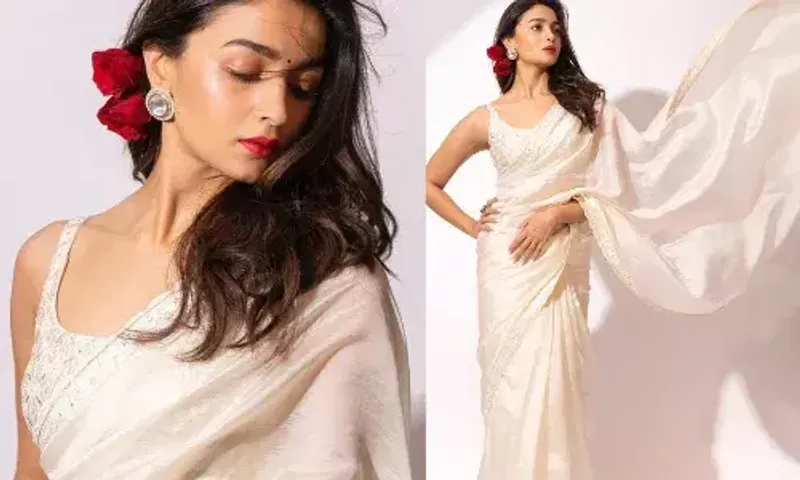 Alia Bhatt's white streak continues in a Punit Balana saree for Gangubai Kathiawadi promotions