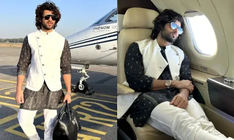 Vijay Deverakonda offers a classic spin to airport look in ethnic kurta-bandi set