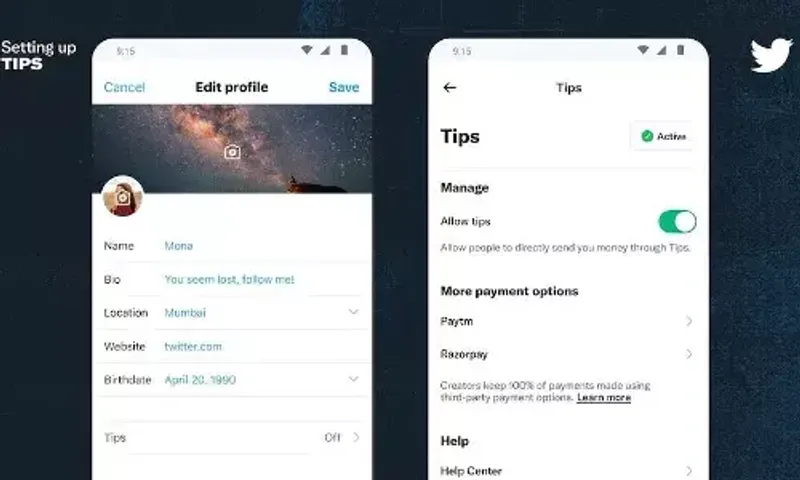 Paytm has been added to Twitter's list of payment options for tips