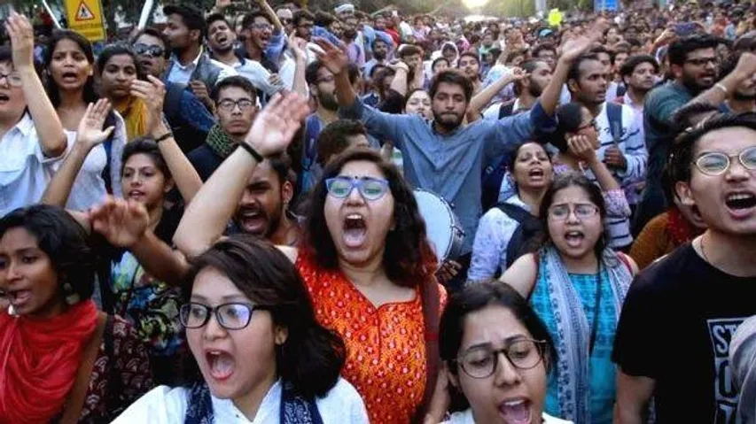 Jawaharlal Nehru University students union protest over fee hike and other issues outside campus