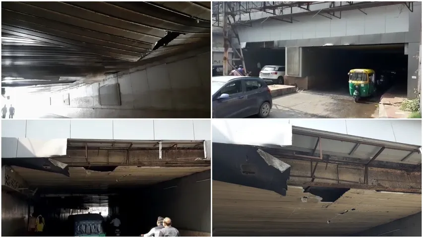 With cracks in ceiling Vadodara railway station underpass gives motorists serious danger to life