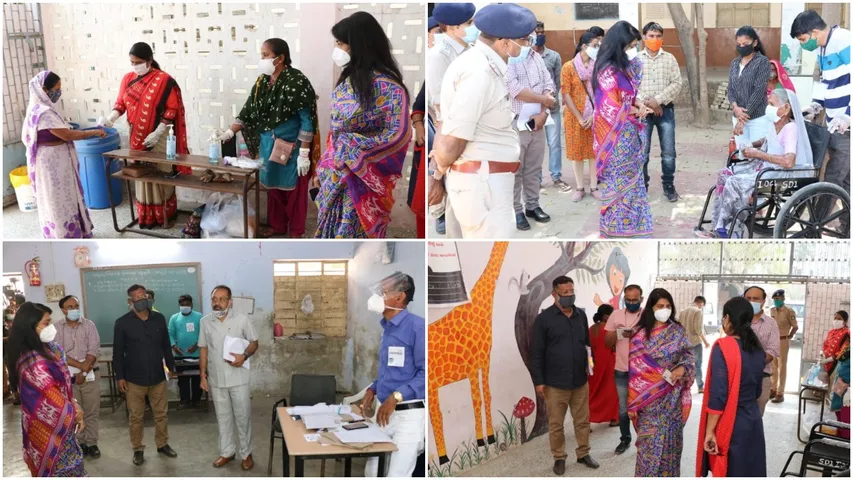 Vadodara District Election Officer Shalini Agarwal visited polling booths in villages of Vadodara taluka