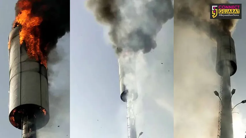 Fire broke out in mobile tower at Fategunj in Vadodara