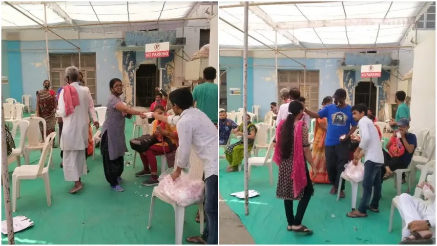 Sitting facility for relatives of patients outside Corona ward in SSG Vadodara