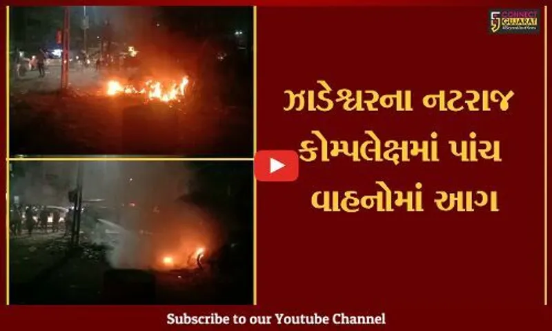 ભરૂચ : ઝાડેશ્વરના નટરાજ કોમ્પલેક્ષમાં પાંચ વાહનોમાં આગ, શું તુક્કલથી લાગી આગ.. ?