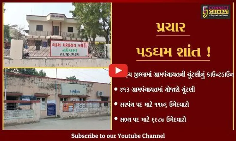 ભરૂચ: ગ્રામ પંચાયતની ચૂંટણીના પ્રચાર પડઘમ શાંત ,૫ હજાર સરકારી કર્મીઓ ૪૧૩ ગ્રામ પંચાયતમાં બજાવશે ફરજ