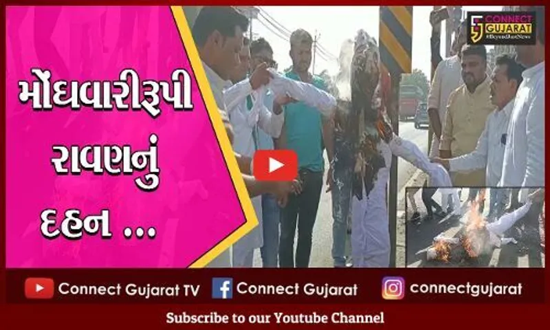 ભરૂચ : શ્રવણ ચોકડીએ કોંગ્રેસનું વિરોધ પ્રદર્શન, પુતળા દહન દરમિયાન પોલીસને દોડાવી