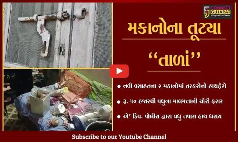 ભરૂચ : નવી વસાહતના 2 મકાનો ચઢ્યા તસ્કરોના નિશાને, રૂ. 50 હજારથી વધુની ચોરી...