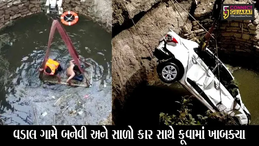 જૂનાગઢ : વડાલ ગામે બનેવી અને સાળો કાર સાથે કૂવામાં ખાબક્યા, બંનેના મોત