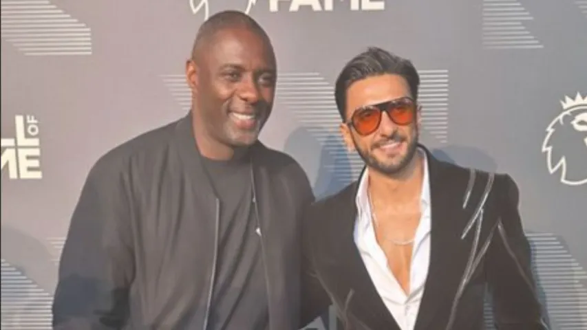 Ranveer Singh meets 'fellow goner' Idris Elba at a Premier League event in London