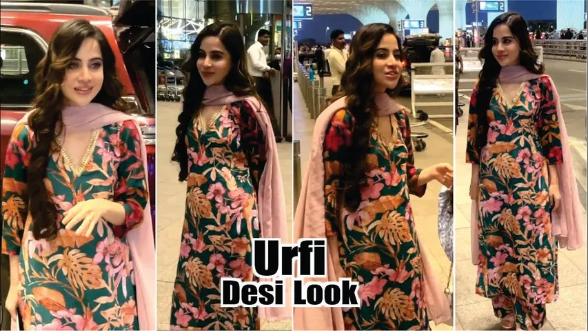 Urfi Javed Desi Look Spotted At Mumbai Airport | Airport पर अपने नन्हें फैन से मिलीं Urfi Javed