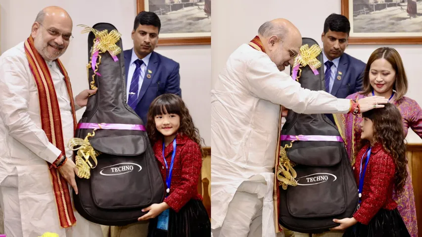  Mizoram child’s Vande Mataram rendition mesmerises Amit Shah, gifts her guitar