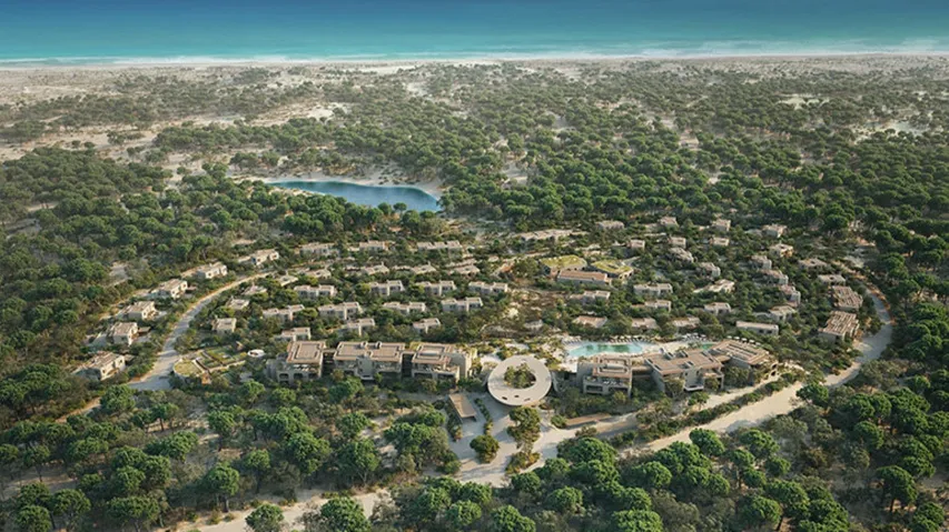 Aerial rendering of Six Senses Comporta 