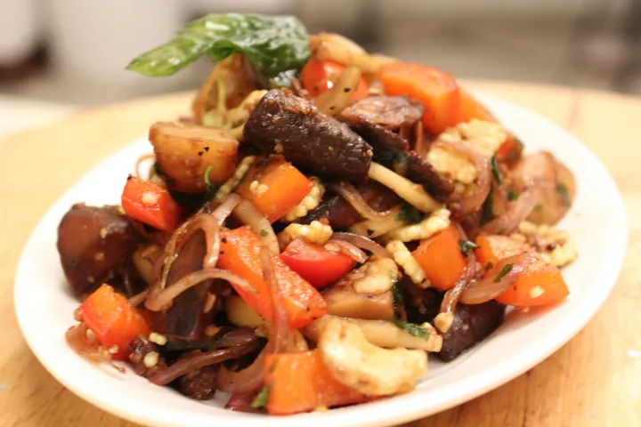 Stir Fried Vegetables with Fried Basil - YT