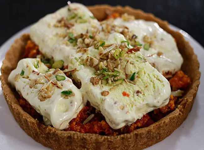 Gajar Halwa and Gulab Jamun with Ice Cream