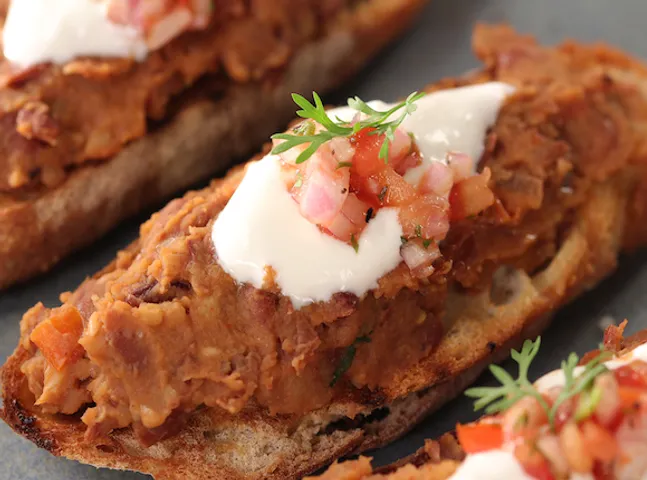 Refried Beans Bruschetta