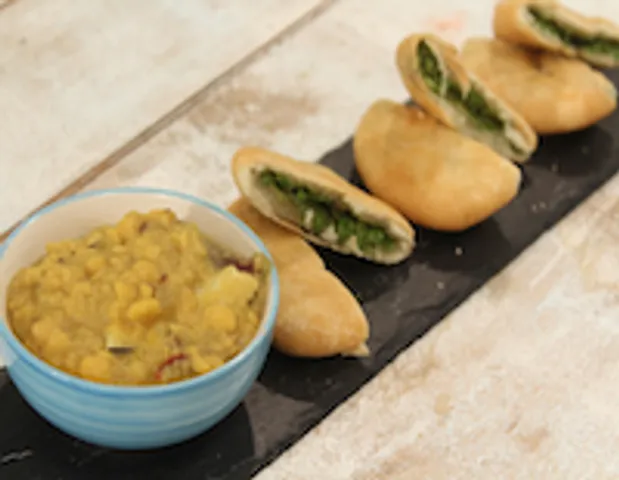 Koraishutir Kochuri with Cholar Dal