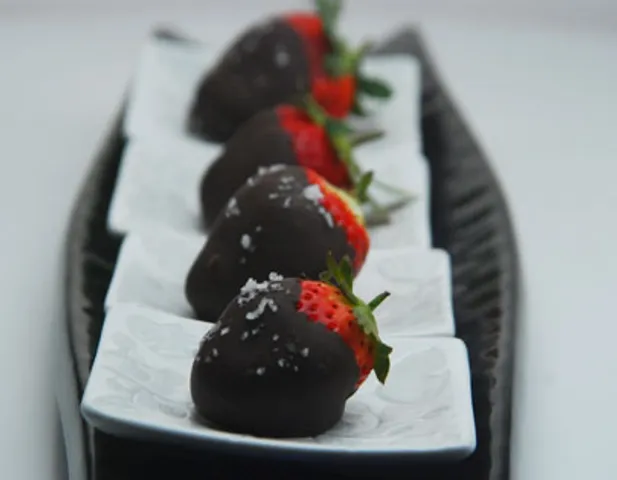 Chocolate Coated Strawberries with Salt