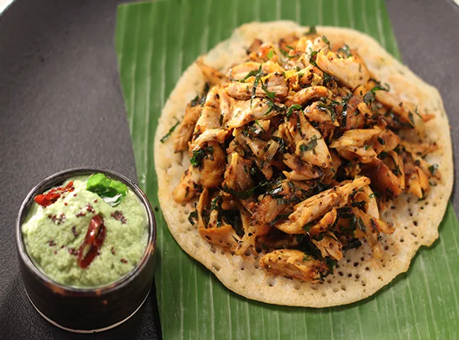 Pulled Chicken Uttapam - SK Khazana