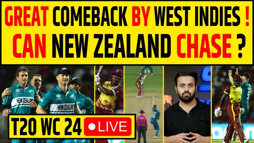 🔴T20 WC- WI VS NZ- WEST INDIES SUPER COMEBACK 30/5-149/7! CAN NZ CHASE?