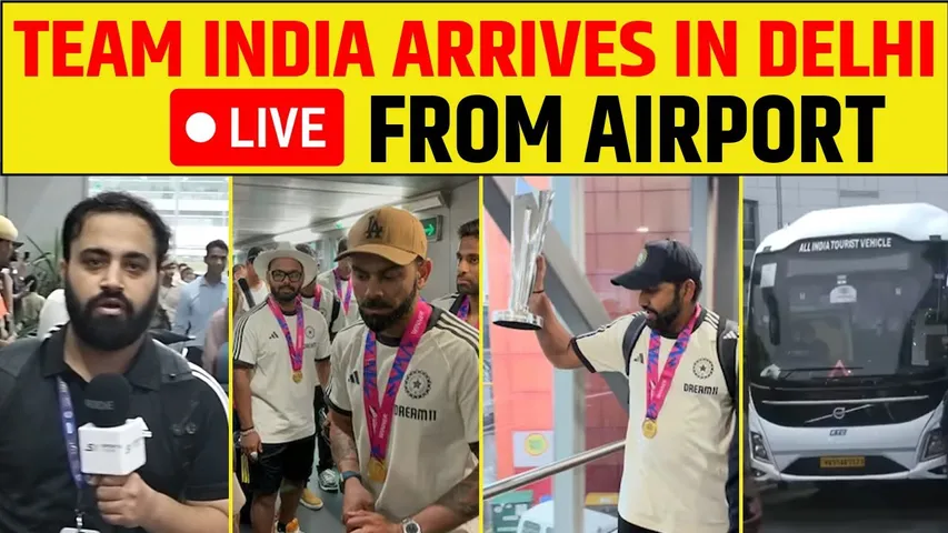 🔴LIVE- CHAMPION INDIAN TEAM ARRIVES AT DELHI AIRPORT- KOHLI LIVE FOOTAGE