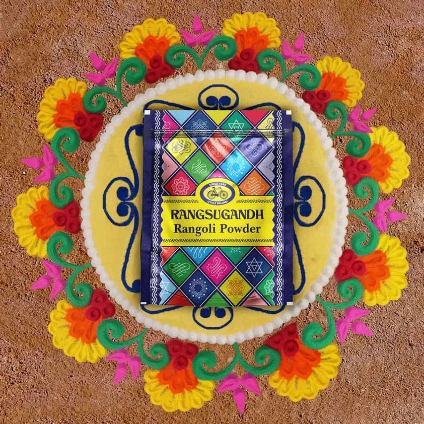 Peacock Rangoli Stencil Floor Decoration with Six Rangoli Colors -  Incredible Gifts