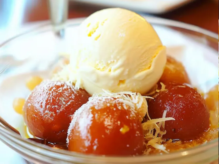  Gulab Jamun with Ice Cream 