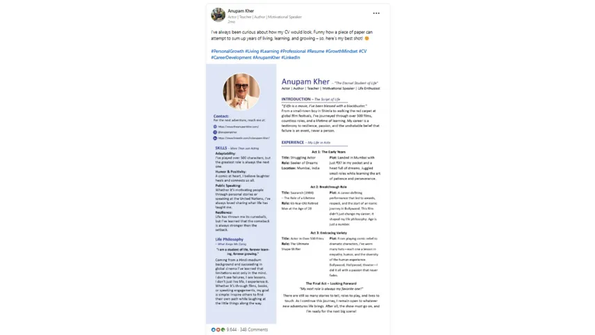 Anupam Kher: Embracing Authenticity on LinkedIn