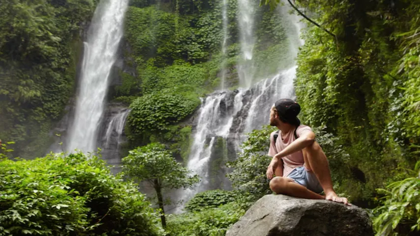 creative profile picture Idea under waterfall