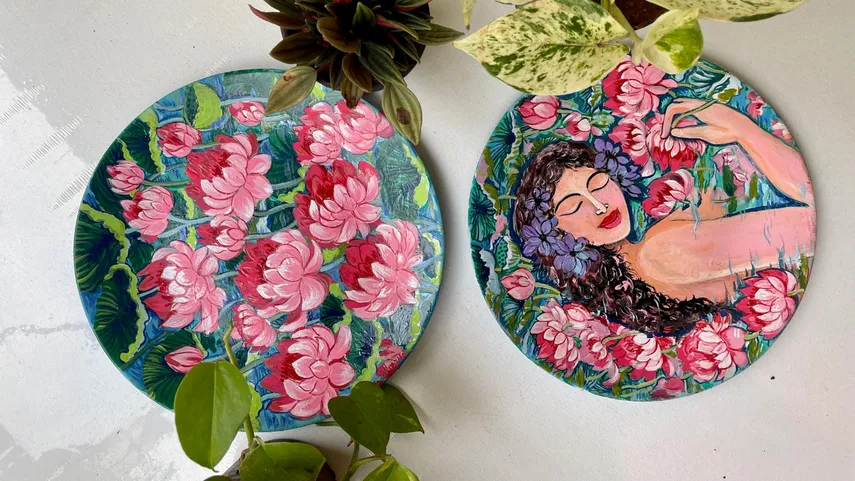 Lily and The Lotus Pond Wall Plates by The Yellow Brush