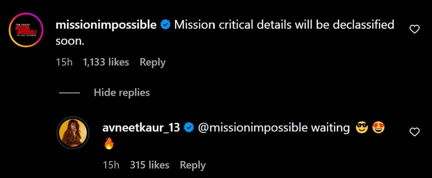 The MI official account responded to Avneet's post
