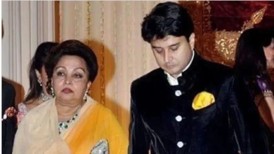 In a file photo, Jyotiraditya Scindia is seen with Madhavi Raje Scindia