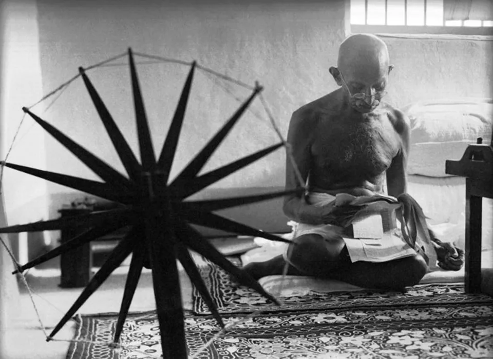 Mahatma Gandhi and the Charkha. Pic: By Margaret Bourke White, 1932/Flickr