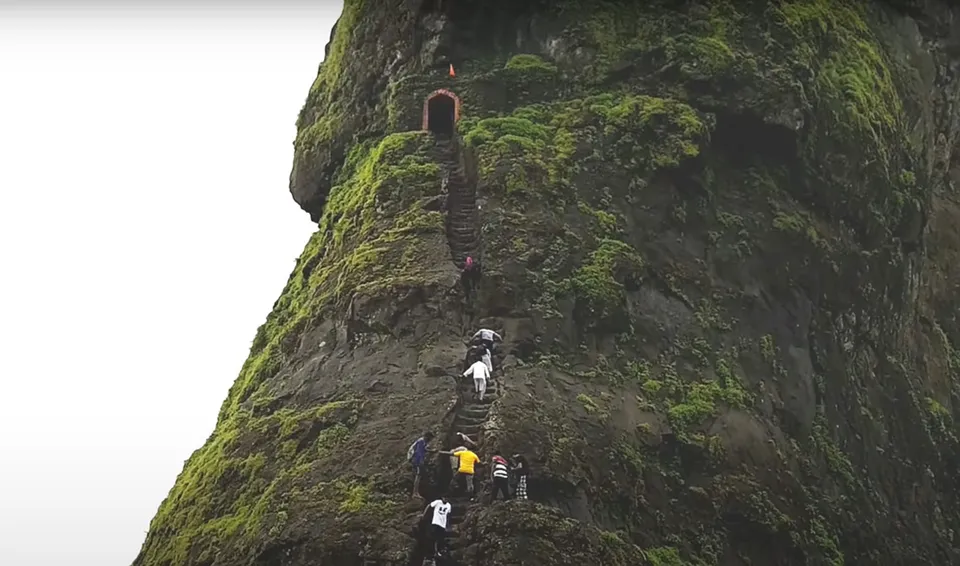 Harihar Fort’s 80-degree rock-cut stairs take you to the top of the world