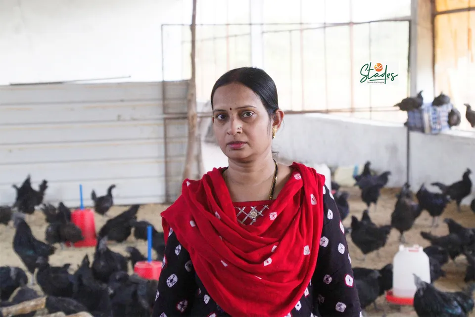 Pushpa Dohare at her poultry farm in Jhabua